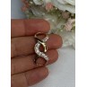 925 Sterling Silver Gold Plated CZ Pendant Length 1.20 Inch