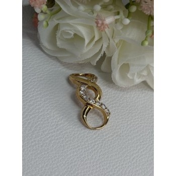 925 Sterling Silver Gold Plated CZ Pendant Length 1.20 Inch