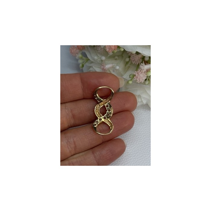 925 Sterling Silver Gold Plated CZ Pendant Length 1.20 Inch