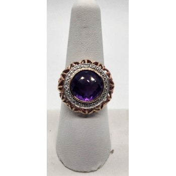925 Sterling Silver Amethyst Ring Size 7.5