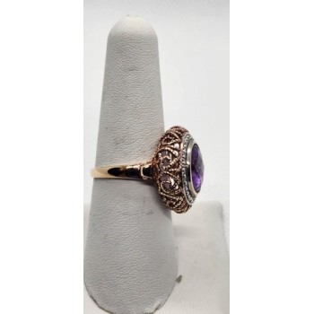 925 Sterling Silver Amethyst Ring Size 7.5