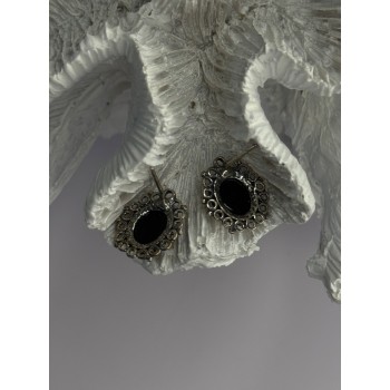 Vintage 925 Sterling Silver Amber Earrings Length 0.60 Inch