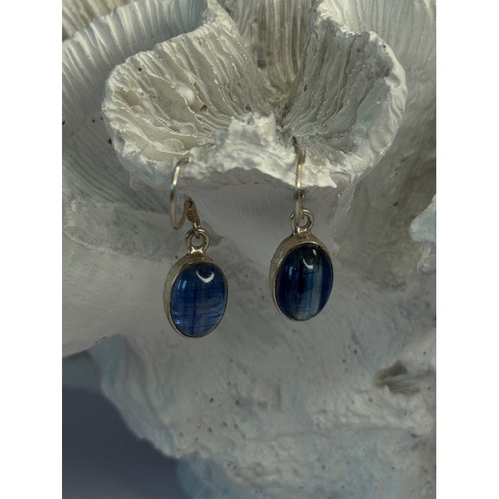 925 Sterling Silver Blue Moonstone Earrings Length 1.30 Inch