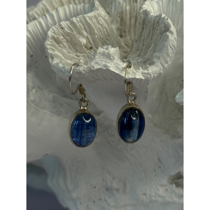 925 Sterling Silver Blue Moonstone Earrings Length 1.30 Inch