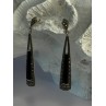 Elegant 925 Sterling Silver Onyx & Marcasite Earrings Length 2.30 Inch