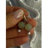 925 Sterling Silver Jade & Pearl Earrings Length 1.40 Inch