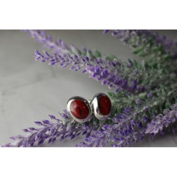 925 Sterling Silver Red Jasper Stud Earrings