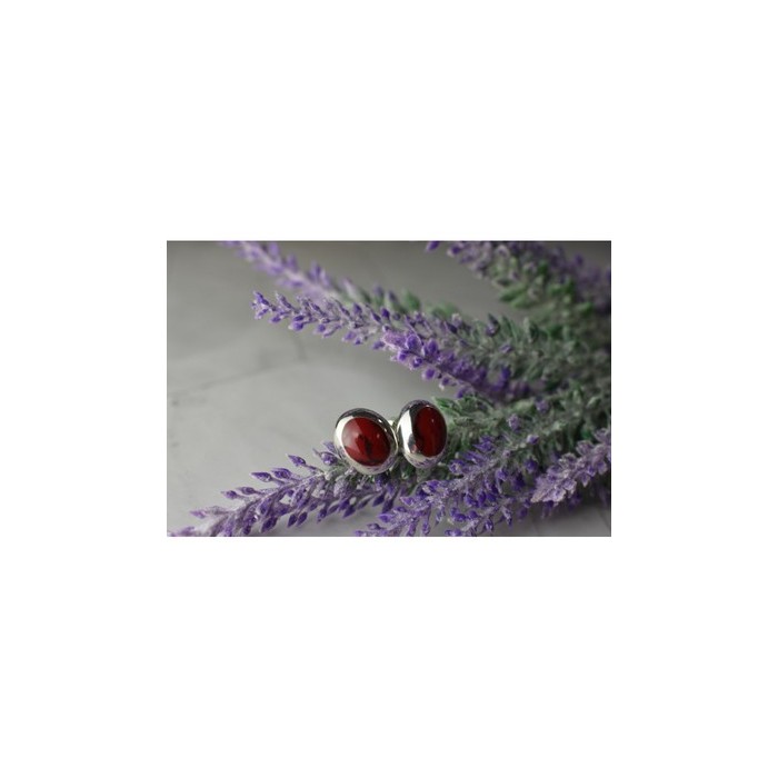 925 Sterling Silver Red Jasper Stud Earrings