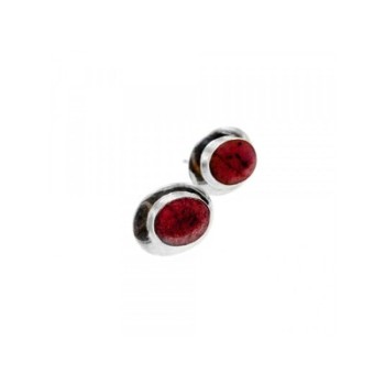925 Sterling Silver Red Jasper Stud Earrings