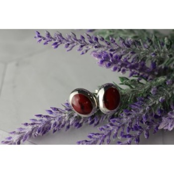 925 Sterling Silver Red Jasper Stud Earrings