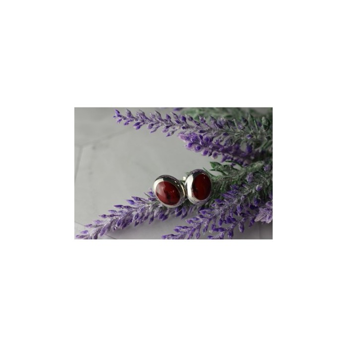 925 Sterling Silver Red Jasper Stud Earrings
