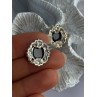 925 Sterling Silver Victorian Cameo Carved Shell Marcasite Earrings
