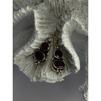 925 Sterling Silver Garnet Earrings Length 1.15 Inch