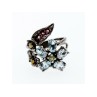 925 BLACKENED SILVER TOPAZ, GARNET, PERIDOT & OPAL RING SIZE 8