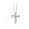 925 Sterling Silver White Topaz Chain With Cross Italy