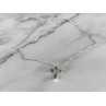 925 Sterling Silver White Topaz Chain With Cross Italy