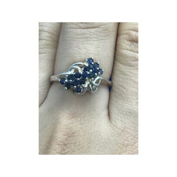 925 Sterling Silver Blue Sapphires Ring Size 8