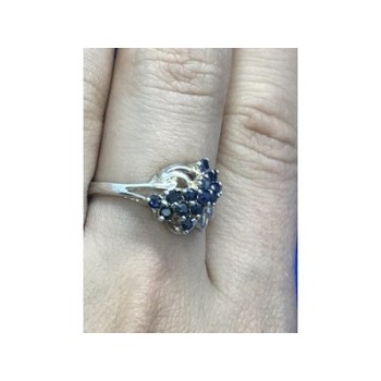 925 Sterling Silver Blue Sapphires Ring Size 8