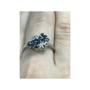 925 Sterling Silver Blue Sapphires Ring Size 8