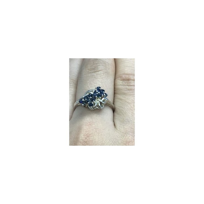 925 Sterling Silver Blue Sapphires Ring Size 8