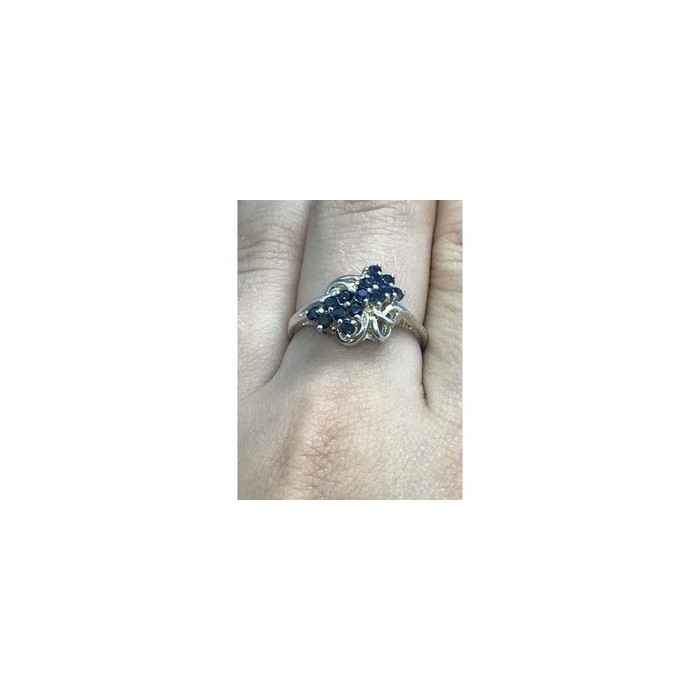 925 Sterling Silver Blue Sapphires Ring Size 8
