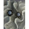 925 Sterling Silver Blue Agate Sun Earrings Length 0.90 Inch