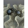925 Sterling Silver Blue Agate Sun Earrings Length 0.90 Inch