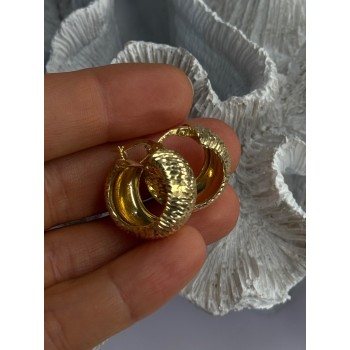 Aesthetic Italy 925 Sterling Silver Gold Plated Earrings Length 0.80 Inch