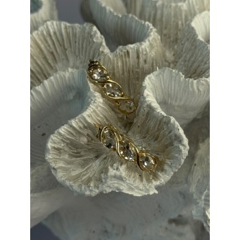 925 Sterling Silver Gold Plated White Topaz Earrings Length 0.90 Inch