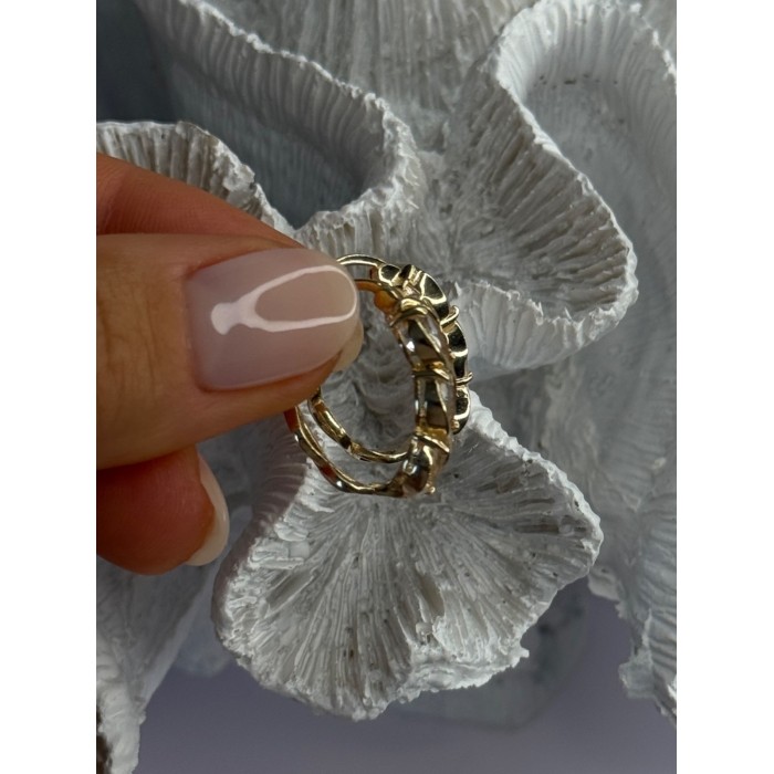 925 Sterling Silver Gold Plated White Topaz Earrings Length 0.90 Inch