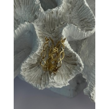 925 Sterling Silver Gold Plated White Topaz Earrings Length 0.90 Inch