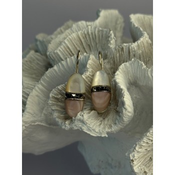 925 Sterling Silver Abalone & Marcasite Earrings Length 1.25 Inch