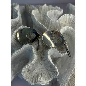 Vintage 925 Sterling Silver Onyx & Turquoise Earrings Length 1.90 Inch