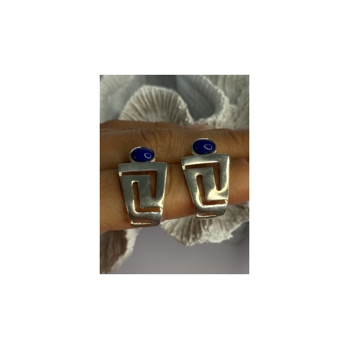 925 Sterling Silver Sodalite Earrings Length 1.05 Inch