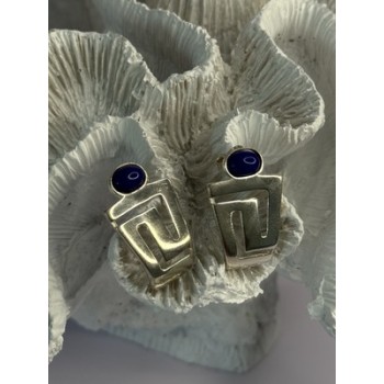 925 Sterling Silver Sodalite Earrings Length 1.05 Inch