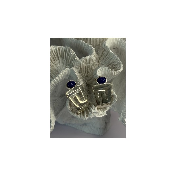 925 Sterling Silver Sodalite Earrings Length 1.05 Inch