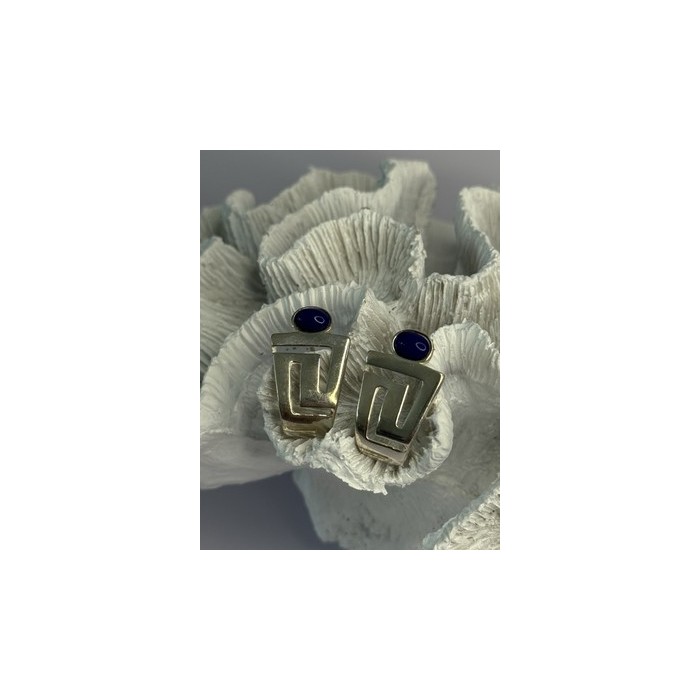 925 Sterling Silver Sodalite Earrings Length 1.05 Inch