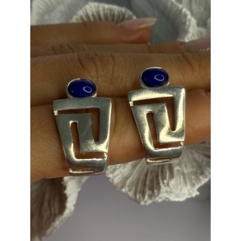 925 Sterling Silver Sodalite Earrings Length 1.05 Inch
