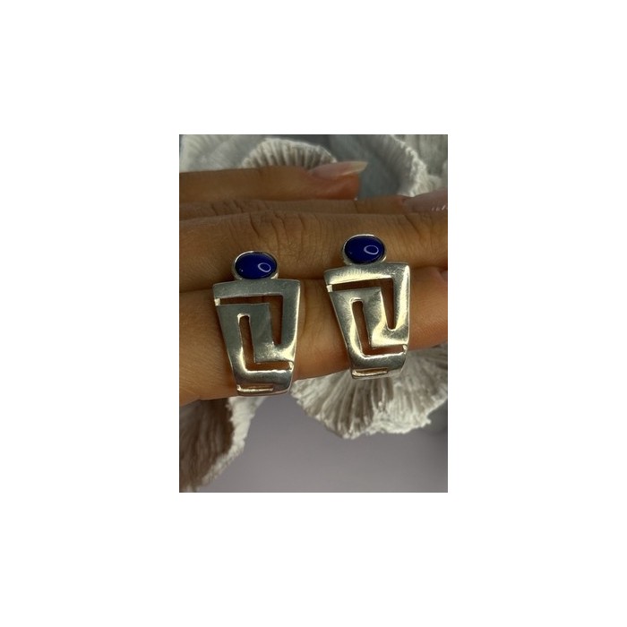 925 Sterling Silver Sodalite Earrings Length 1.05 Inch