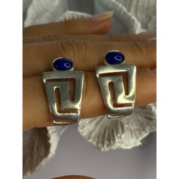 925 Sterling Silver Sodalite Earrings Length 1.05 Inch