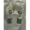 Vintage Beautiful 925 Sterling Silver Jade Earrings Length 1.20 Inch