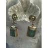 Vintage Beautiful 925 Sterling Silver Jade Earrings Length 1.20 Inch