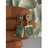 Vintage Beautiful 925 Sterling Silver Jade Earrings Length 1.20 Inch