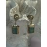 Vintage Beautiful 925 Sterling Silver Jade Earrings Length 1.20 Inch