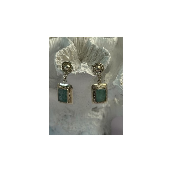 Vintage Beautiful 925 Sterling Silver Jade Earrings Length 1.20 Inch