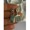 Vintage Beautiful 925 Sterling Silver Jade Earrings Length 1.20 Inch