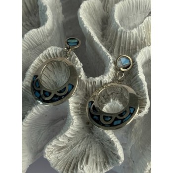 Vintage 925 Sterling Silver Turquoise Earrings Length 1.80 Inch