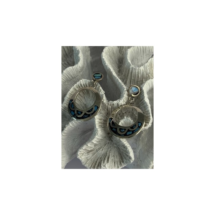 Vintage 925 Sterling Silver Turquoise Earrings Length 1.80 Inch