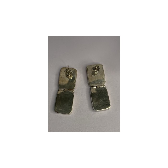 Vintage 925 Sterling Silver Agate & Onyx Earrings Length 1.50 Inch