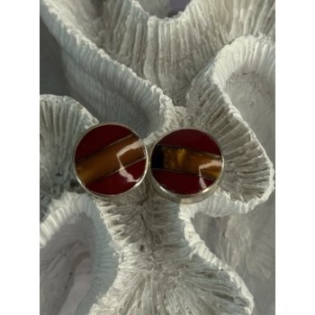 925 Sterling Silver Carnelian Earrings Length 0.70 Inch